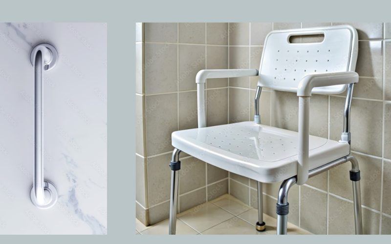 Grab Bar and Shower Chair for Safety in the Shower