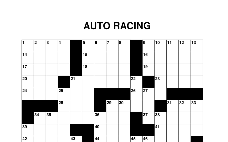 Auto Racing Crossword