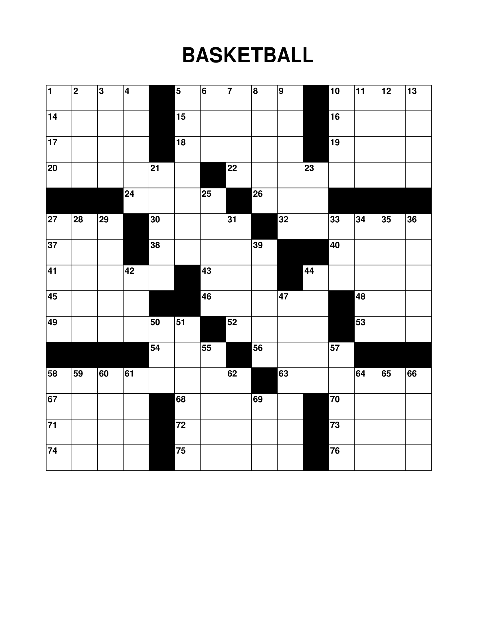 BASKETBALL CROSSWORD 1